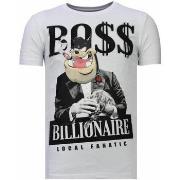 T-shirt Korte Mouw Local Fanatic Billionaire Boss Rhinestone