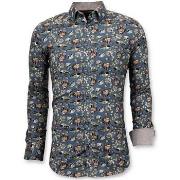 Overhemd Lange Mouw Tony Backer Luxe Digitale Bloemen Print