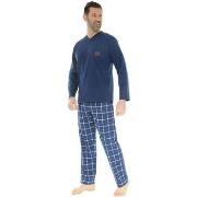 Pyjama's / nachthemden Christian Cane PYJAMA LONG COL V BLEU DORIAN