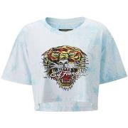 T-shirt Ed Hardy Los tigre grop top turquesa