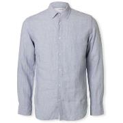 Overhemd Lange Mouw Selected Regkylian-Linen Shirt - Blue Fog/White