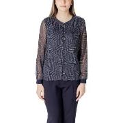 Blouse Street One Printed chiffon blouse w placket detail 345452