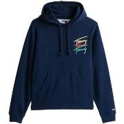 Sweater Tommy Jeans 3 Colour Signature Logo Hoodie Dark Night Navy