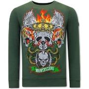 Sweater Tony Backer Print Skull Head