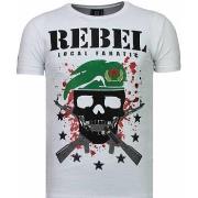 T-shirt Korte Mouw Local Fanatic Skull Rebel Rhinestone