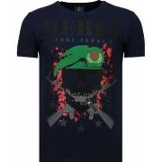 T-shirt Korte Mouw Local Fanatic Skull Rebel Rhinestone