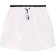 Zwembroek Ea7 Emporio Armani Double Waistband Swim Shorts White