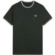T-shirt Korte Mouw Fred Perry Twin Tipped T-Shirt Night Green/Snow Whi...