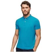 Polo Shirt Korte Mouw Superdry Polo Essential Logo Neon bleu slim