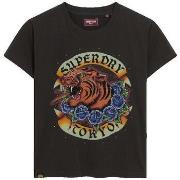 T-shirt Korte Mouw Superdry T-shirt Tattoo Rhinestone