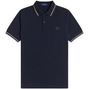 Polo Shirt Korte Mouw Fred Perry Twin Tipped Polo Shirt Navy/Warm Oat/...