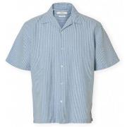 Overhemd Korte Mouw Selected Noos RlxClay Linen Shirt - Dusty Blue/Whi...