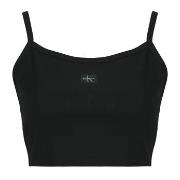 Top Calvin Klein Jeans SL WOVEN LABEL 2X2 BABY RIB CROP