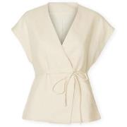 Blouse Selected W Top Lia Linen - Birch