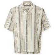 Overhemd Korte Mouw Selected Rlxcal Shirt - Egret/Brown Multi