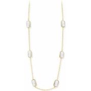 Collier Orusbijoux Collier Argent Doré Petit Galet Blanc