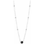 Collier Orusbijoux Collier Long Argent Rhodié Valentine Cristal Noir