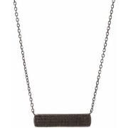 Collier Orusbijoux Collier Argent Pave Rectangle Noir Serti