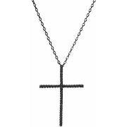 Collier Orusbijoux Collier Argent Noir Croix Verticale