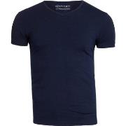 T-shirt Garage Stretch Basique Marine Col-V