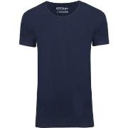 T-shirt Garage Stretch Basique Marine Col Rond Profond