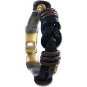 Bracelets Sud Trading Bracelet mixte en cuir noir et marron