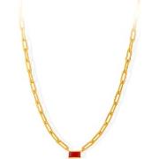 Collier Orusbijoux Collier Argent Chaine Doré Pierre Onyx Rouge