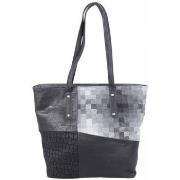 Cabas Patrick Blanc Sac cabas trapèze motif patchwork noir gris