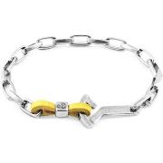 Bracelets Anchor &amp; Crew Bracelet Ancre Frigate Argenté Et Cuir Pla...