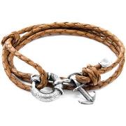 Bracelets Anchor &amp; Crew Bracelet Ancre Clyde Argent Et Cuir Tressé