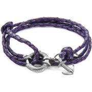 Bracelets Anchor &amp; Crew Bracelet Ancre Clyde Argent Et Cuir Tressé