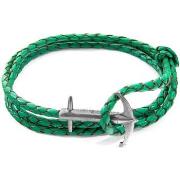 Bracelets Anchor &amp; Crew Bracelet Ancre Admiral Argent Et Cuir Tres...