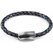 Bracelets Anchor &amp; Crew Bracelet Hayling Argent et Cuir Tressé