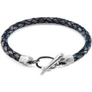 Bracelets Anchor &amp; Crew Bracelet Jura Argent et Cuir Tressé