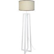 Lampadaires Tosel Lampadaire colonne bois blanc et créme