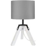 Lampes de bureau Tosel Lampe de chevet trépied bois blanc et gris