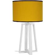 Lampes de bureau Tosel Lampe de chevet colonne bois blanc et jaune