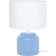 Lampes de bureau Tosel Lampe de chevet cylindrique bois bleu et blanc