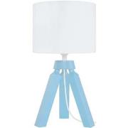 Lampes de bureau Tosel Lampe de chevet trépied bois bleu et blanc