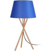 Lampes de bureau Tosel Lampe de chevet trépied métal cuivre et bleu
