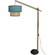 Lampadaires Tosel Lampadaire droit bois foncé et bleu