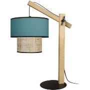 Lampes de bureau Tosel Lampe a poser articulé bois foncé et bleu