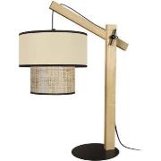 Lampes de bureau Tosel Lampe a poser articulé bois foncé et creme