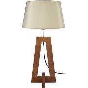 Lampes de bureau Tosel Lampe de chevet colonne bois foncé et créme