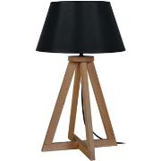 Lampes de bureau Tosel Lampe de chevet colonne bois foncé et noir