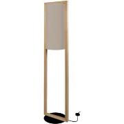 Lampadaires Tosel Lampadaire colonne bois foncé et taupe