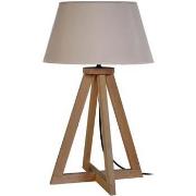 Lampes de bureau Tosel Lampe de chevet colonne bois foncé et taupe