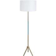 Lampadaires Tosel Lampadaire droit bois naturel bleu et blanc