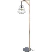 Lampadaires Tosel Lampadaire arqué bois naturel et aluminium