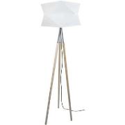 Lampadaires Tosel Lampadaire trépied bois naturel et blanc